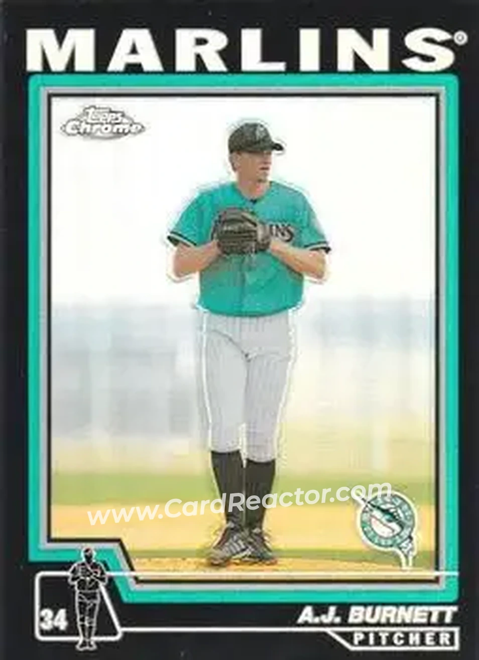 2004 Topps Chrome - Black Refractors #426 - A.J. Burnett - Florida Marlins - Front