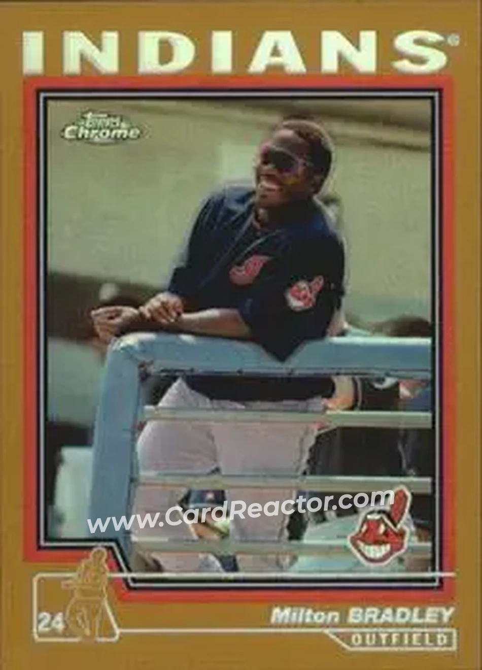 2004 Topps Chrome - Gold Refractors #52 - Milton Bradley - Cleveland Indians - Front