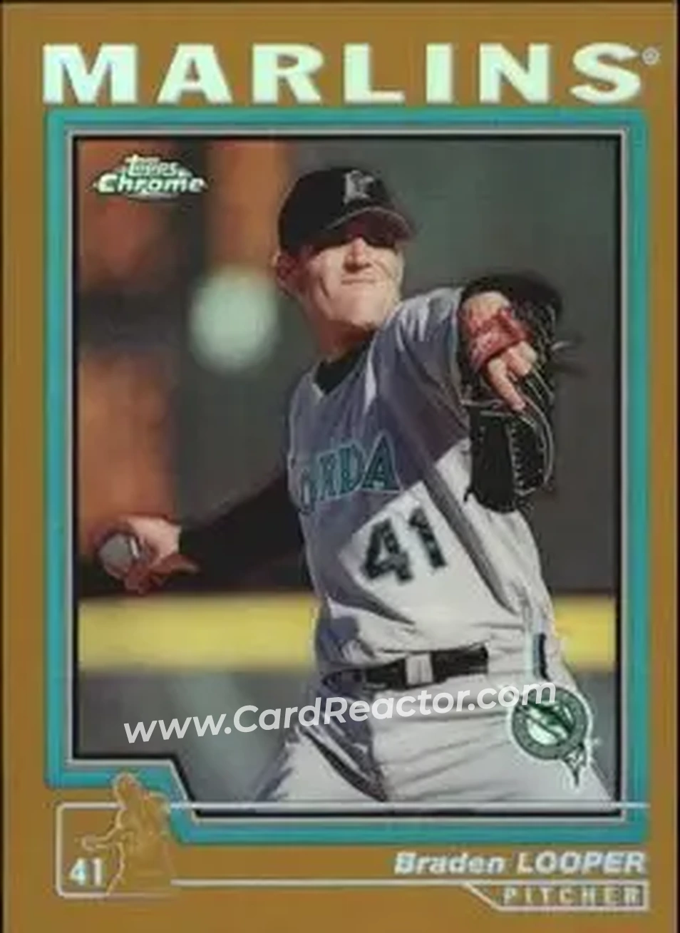 2004 Topps Chrome - Gold Refractors #111 - Braden Looper - Florida Marlins - Front