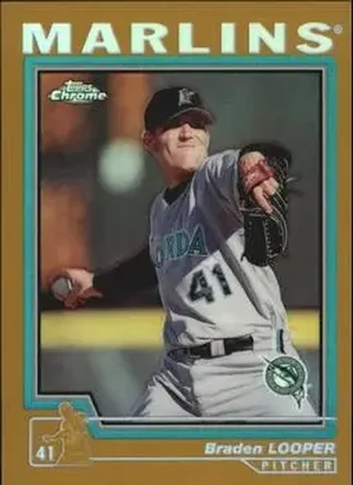 2004 Topps Chrome - Gold Refractors #111 - Braden Looper - Florida Marlins
