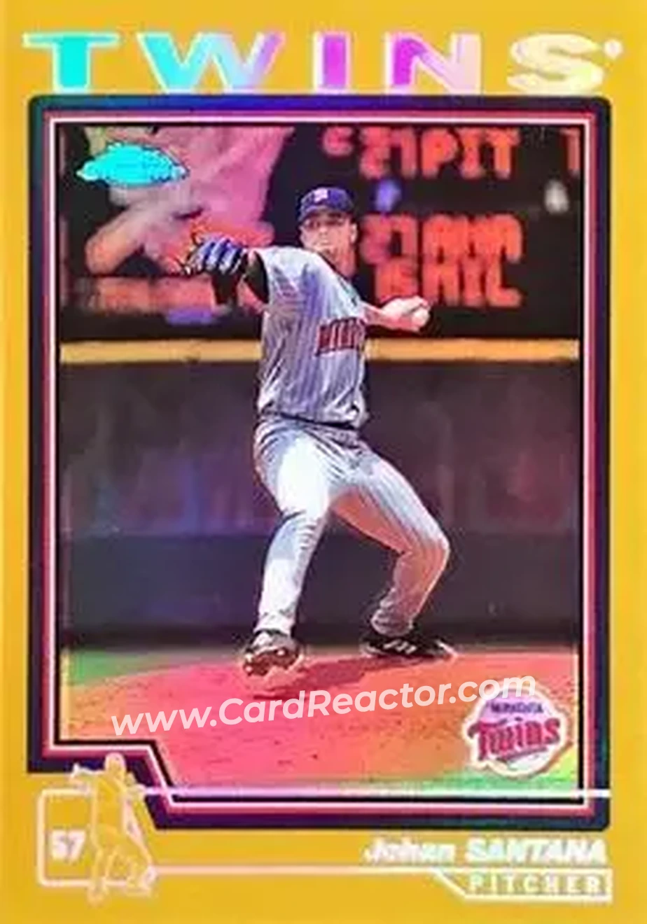 2004 Topps Chrome - Gold Refractors #115 - Johan Santana - Minnesota Twins - Front
