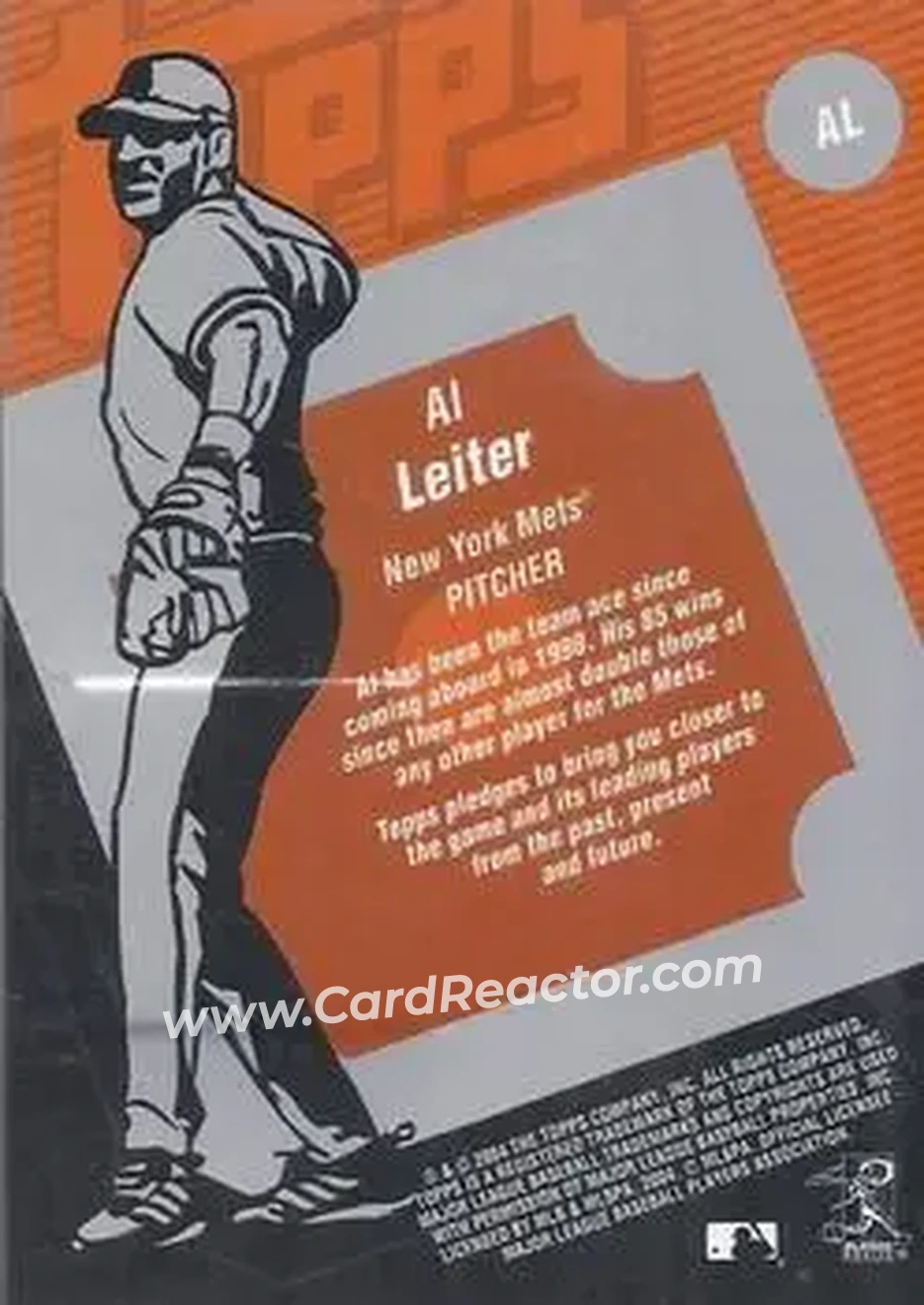 2004 Topps Clubhouse Collection #AL - Al Leiter - New York Mets - Back 2004 Topps Clubhouse Collection #AL - Al Leiter - New York Mets - Back