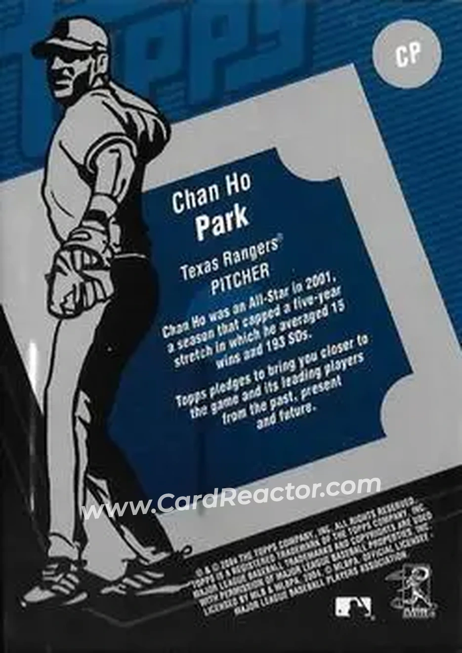 2004 Topps Clubhouse Collection #CP - Chan Ho Park - Texas Rangers - Back