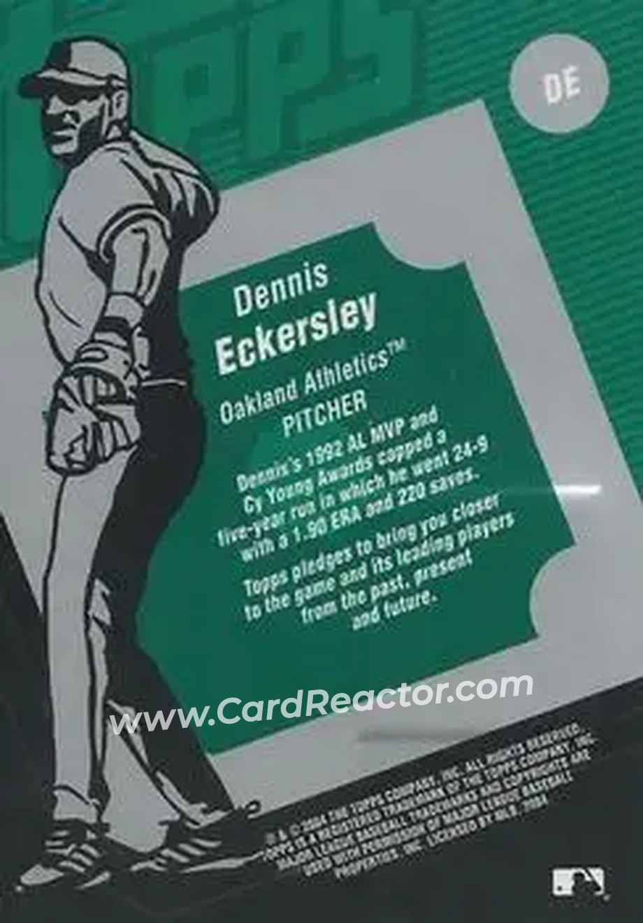 2004 Topps Clubhouse Collection #DE - Dennis Eckersley - Oakland Athletics - Back