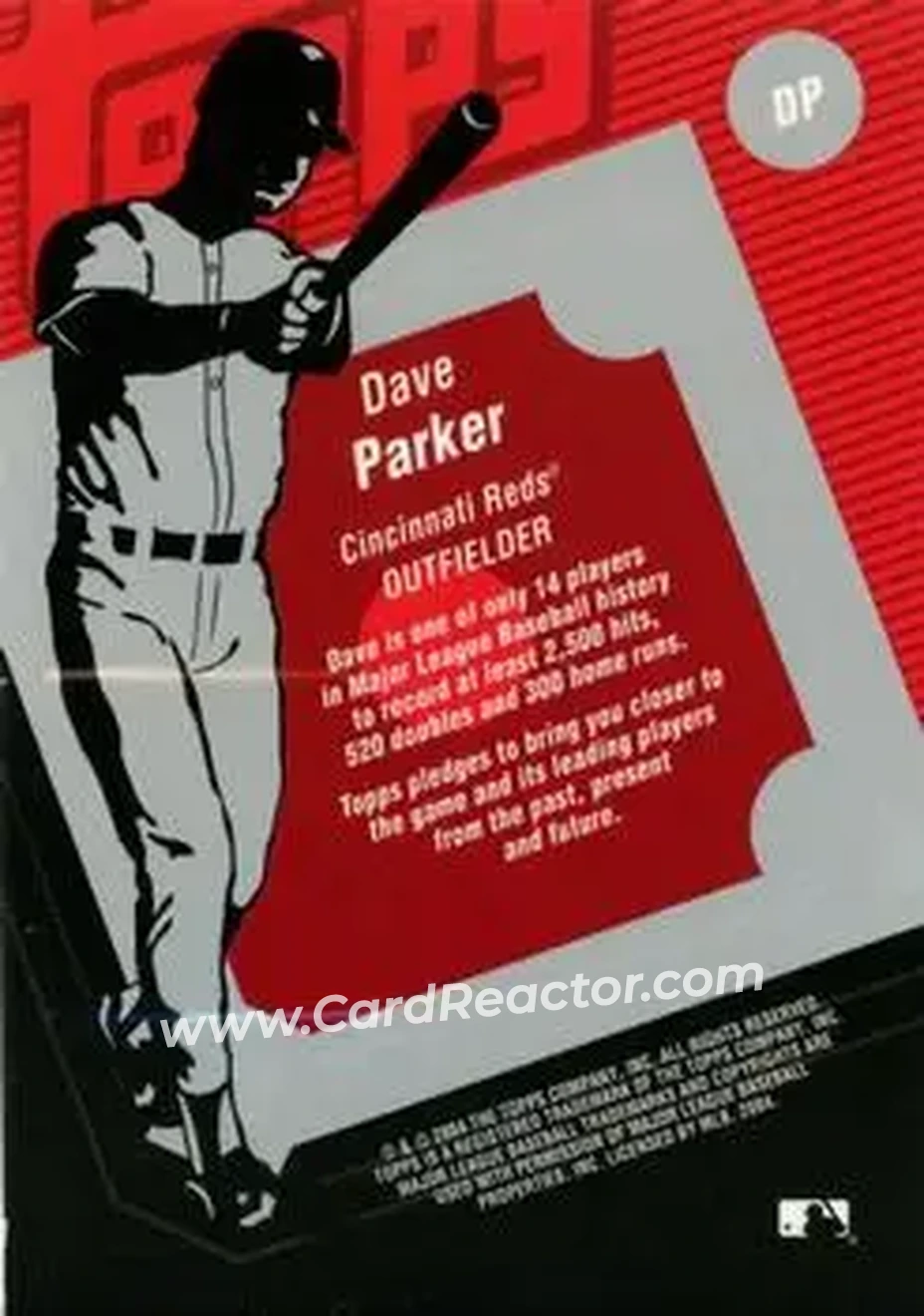 2004 Topps Clubhouse Collection #DP - Dave Parker - Cincinnati Reds - Back