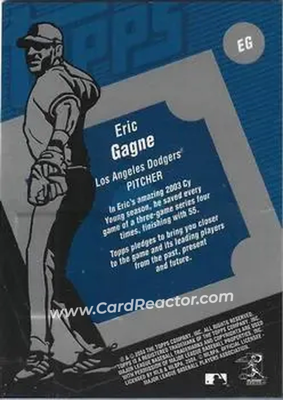 2004 Topps Clubhouse Collection #EG - Eric Gagne - Los Angeles Dodgers - Back