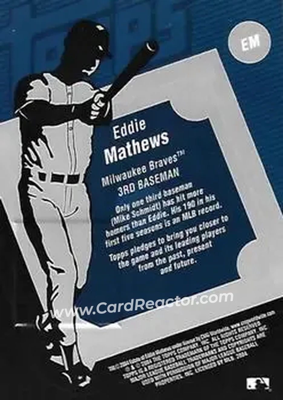 2004 Topps Clubhouse Collection #EM - Ed Mathews - Milwaukee Braves - Back