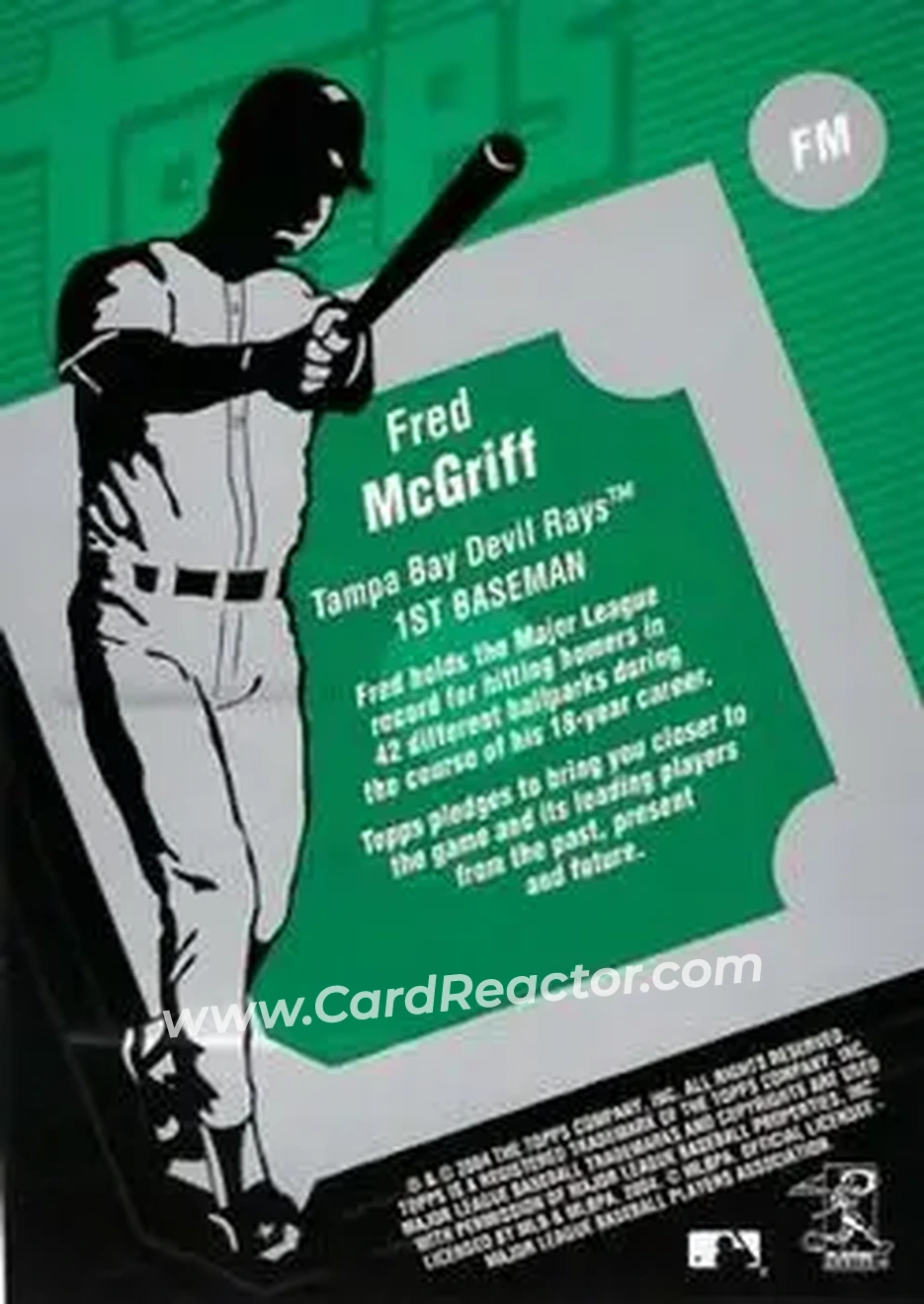 2004 Topps Clubhouse Collection #FM - Fred McGriff - Tampa Bay Devil Rays - Back