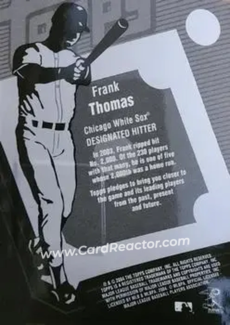 2004 Topps Clubhouse Collection #FT - Frank Thomas - Chicago White Sox - Back