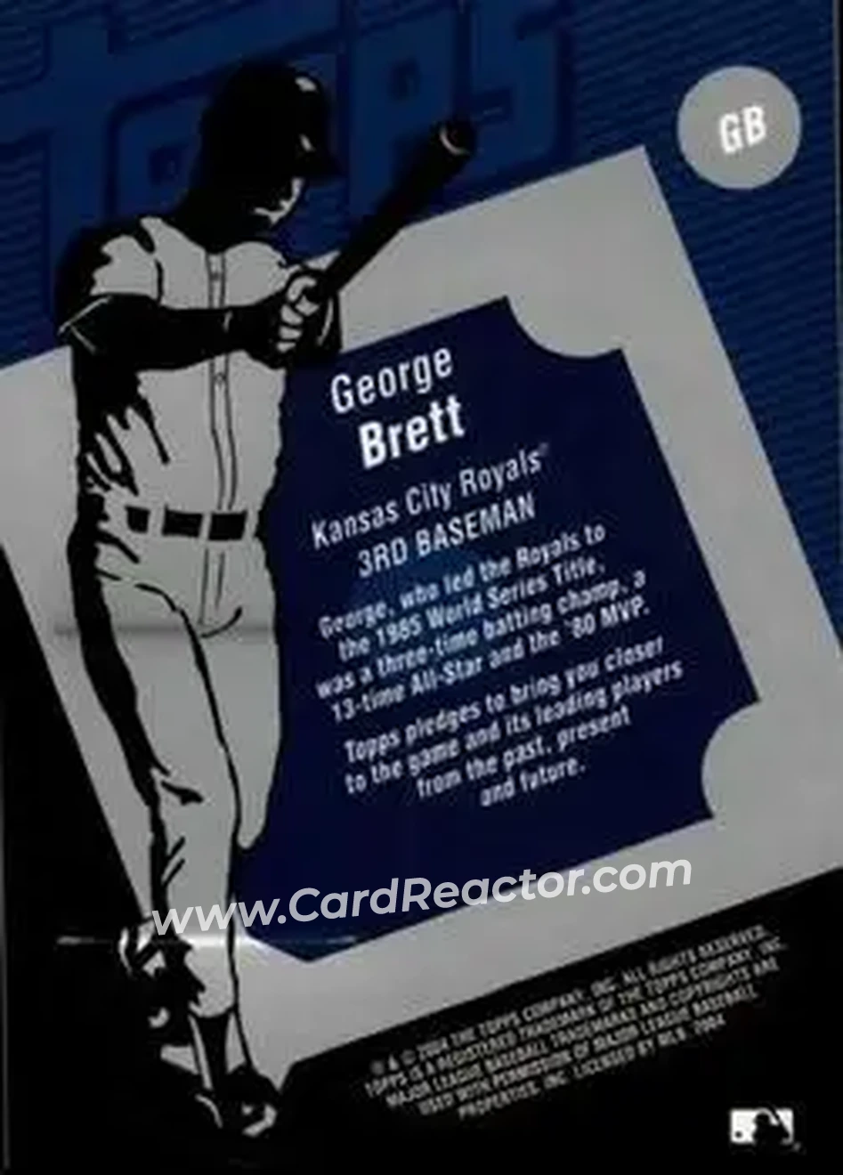 2004 Topps Clubhouse Collection #GB - George Brett - Kansas City Royals - Back