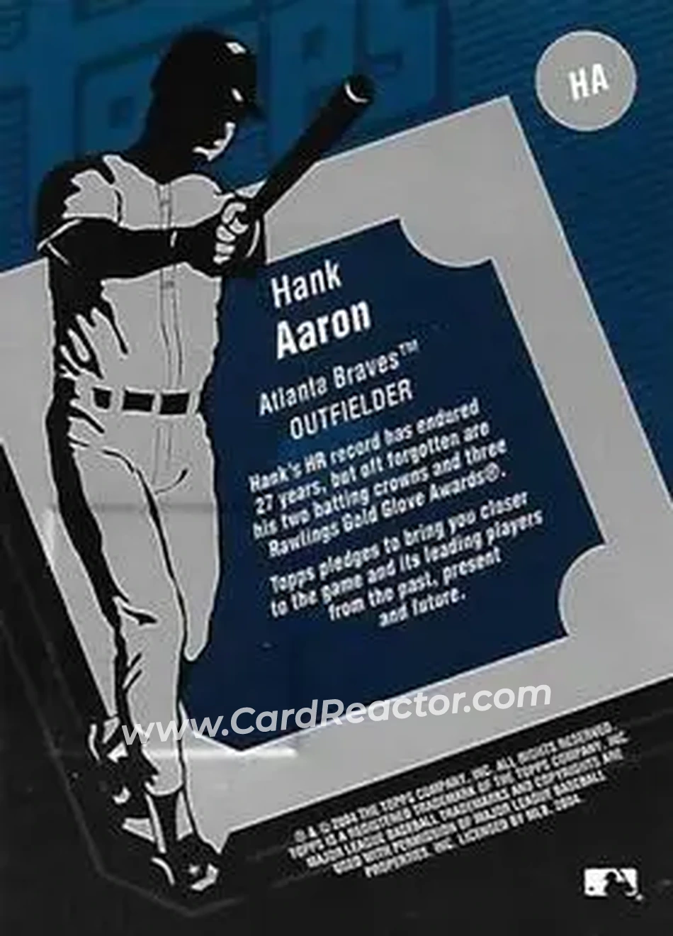 2004 Topps Clubhouse Collection #HA - Hank Aaron - Atlanta Braves - Back