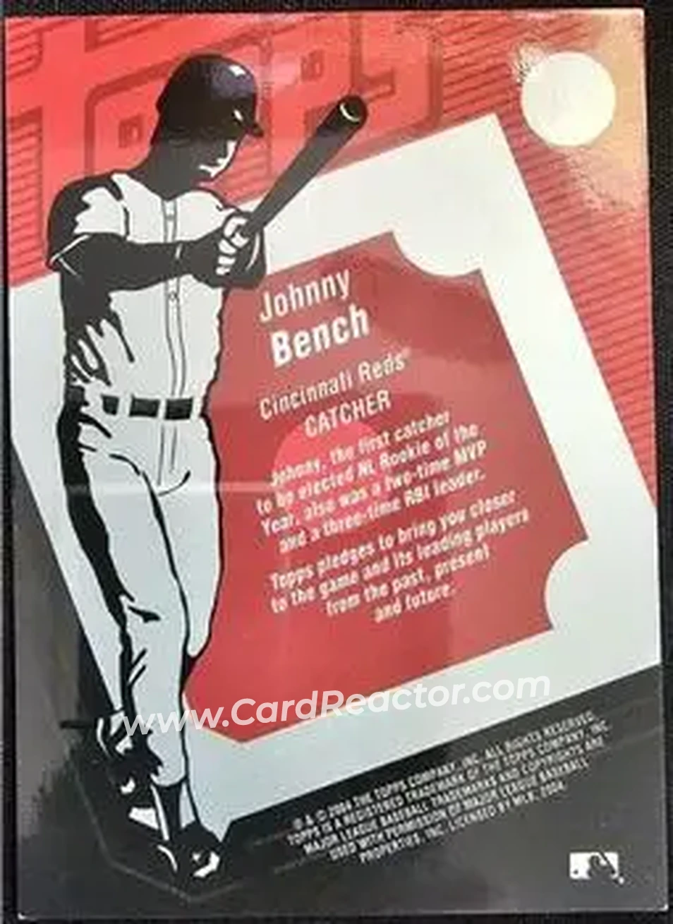 2004 Topps Clubhouse Collection #JBE - Johnny Bench - Cincinnati Reds - Back
