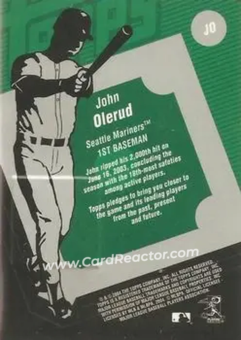 2004 Topps Clubhouse Collection #JO - John Olerud - Seattle Mariners - Back