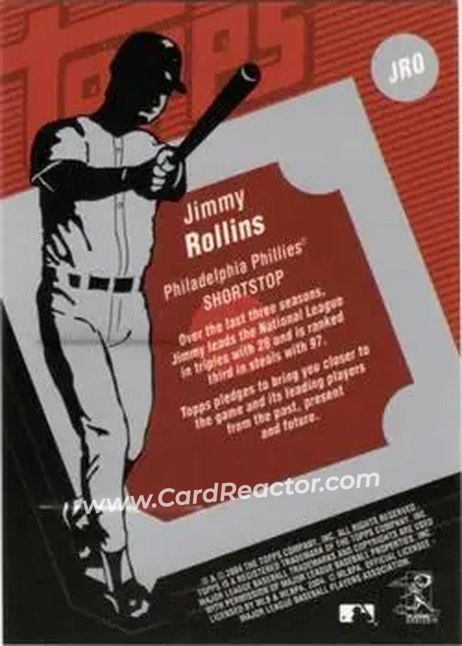 2004 Topps Clubhouse Collection #JRO - Jimmy Rollins - Philadelphia Phillies - Back