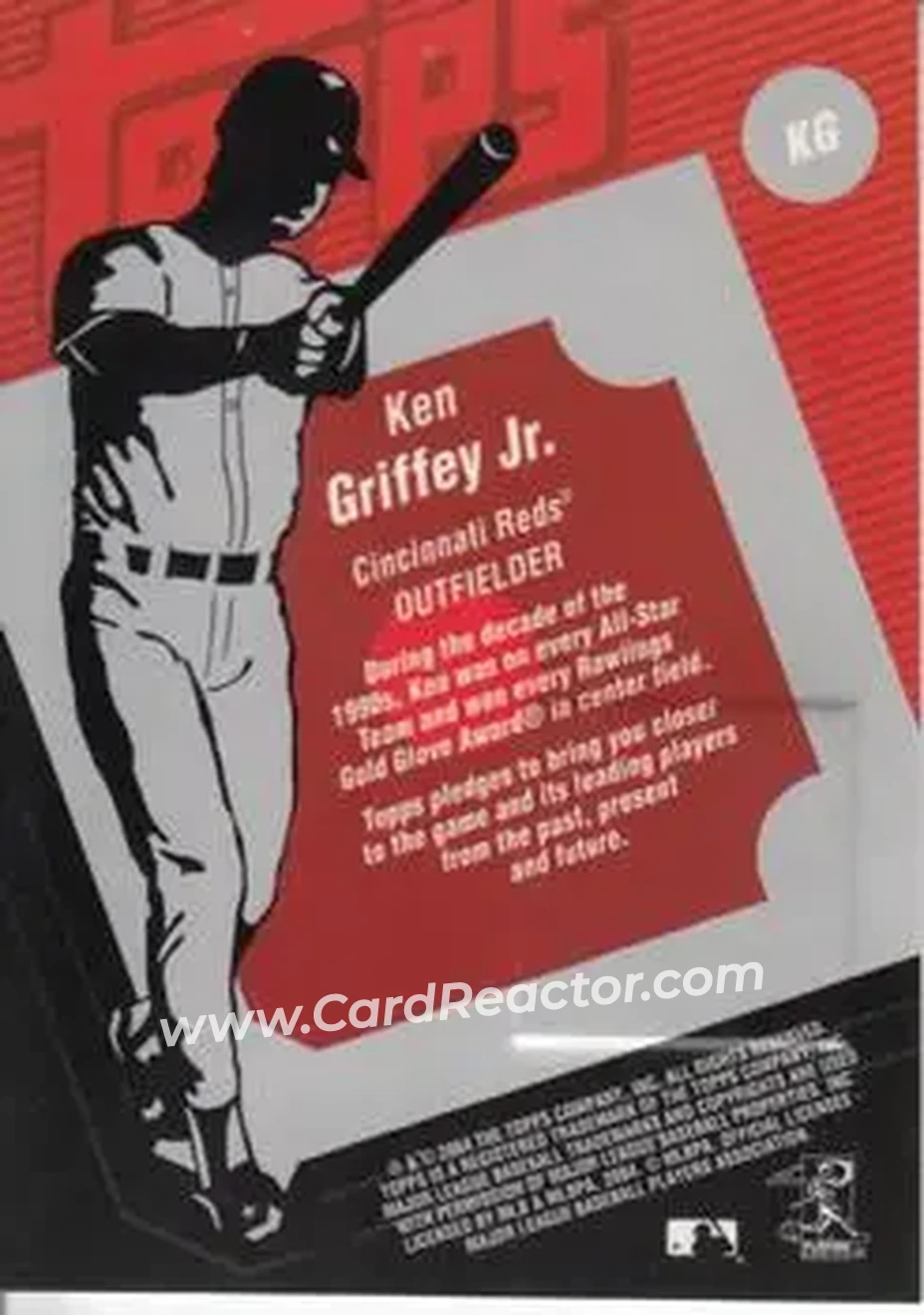 2004 Topps Clubhouse Collection #KG - Ken Griffey Jr. - Cincinnati Reds - Back