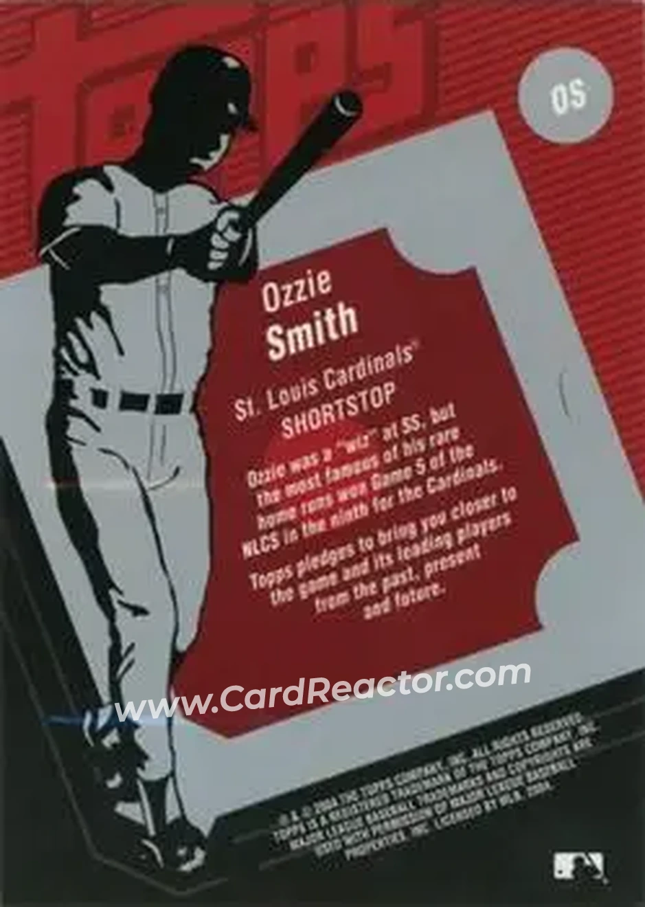 2004 Topps Clubhouse Collection #OS - Ozzie Smith - St. Louis Cardinals - Back
