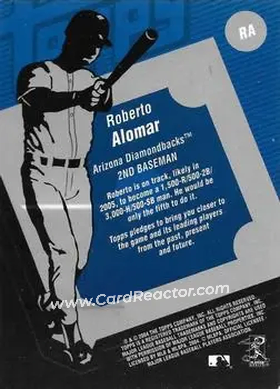 2004 Topps Clubhouse Collection #RA - Roberto Alomar - Arizona Diamondbacks - Back