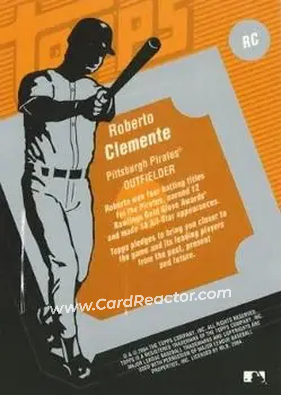 2004 Topps Clubhouse Collection #RC - Bob Clemente - Pittsburgh Pirates - Back