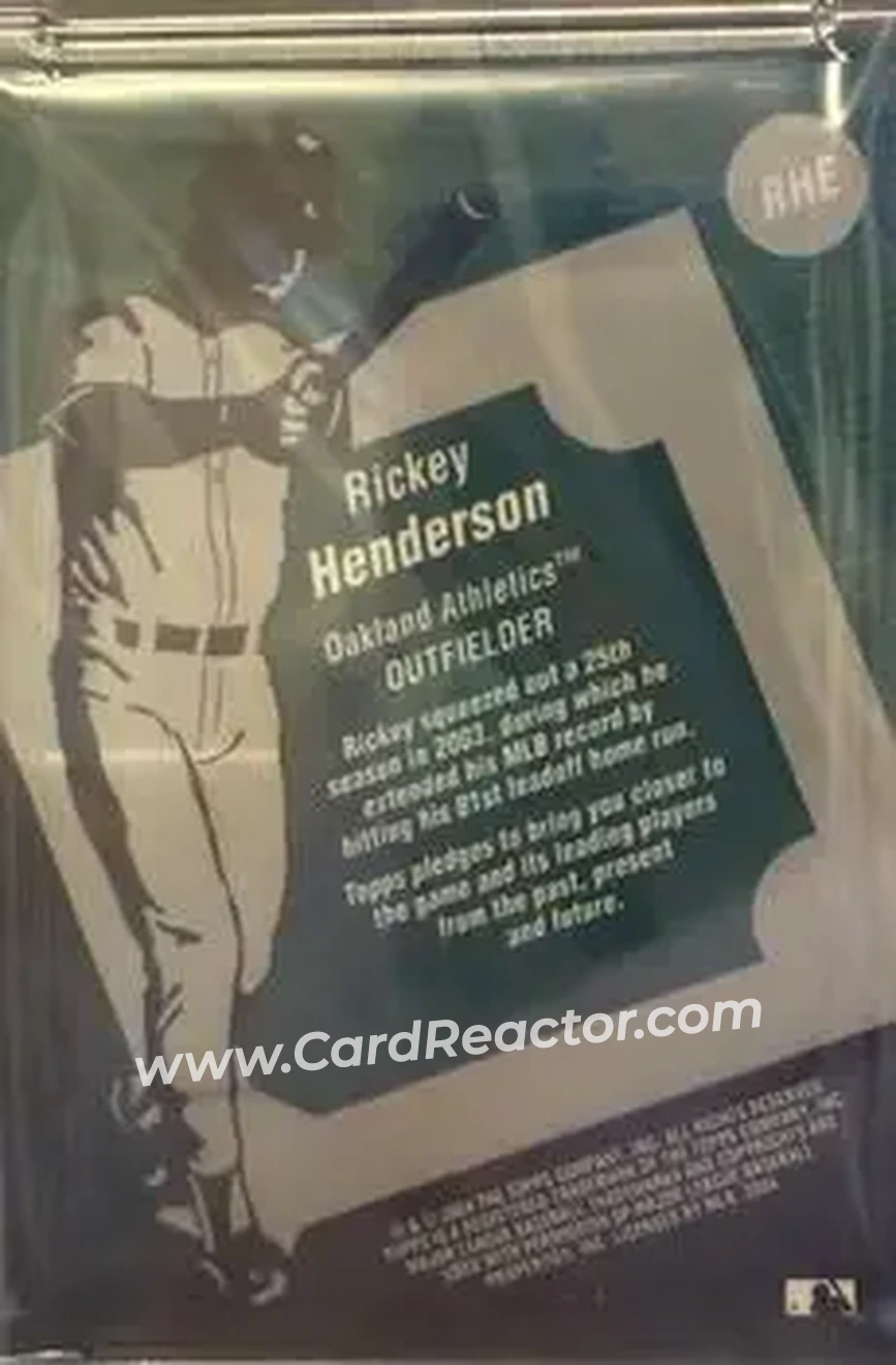 2004 Topps Clubhouse Collection #RHE - Rickey Henderson - Oakland Athletics - Back