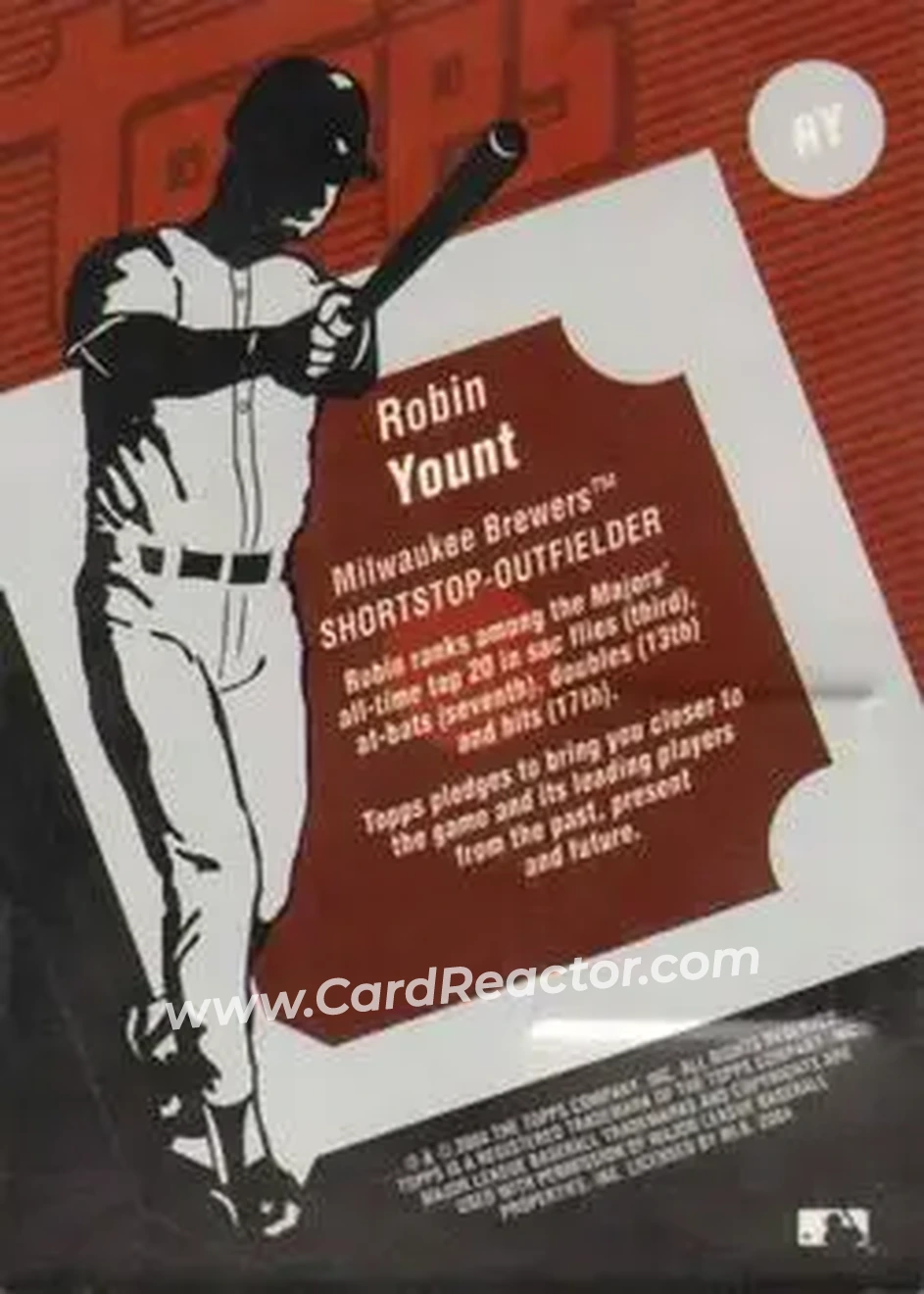 2004 Topps Clubhouse Collection #RY - Robin Yount - Milwaukee Brewers - Back