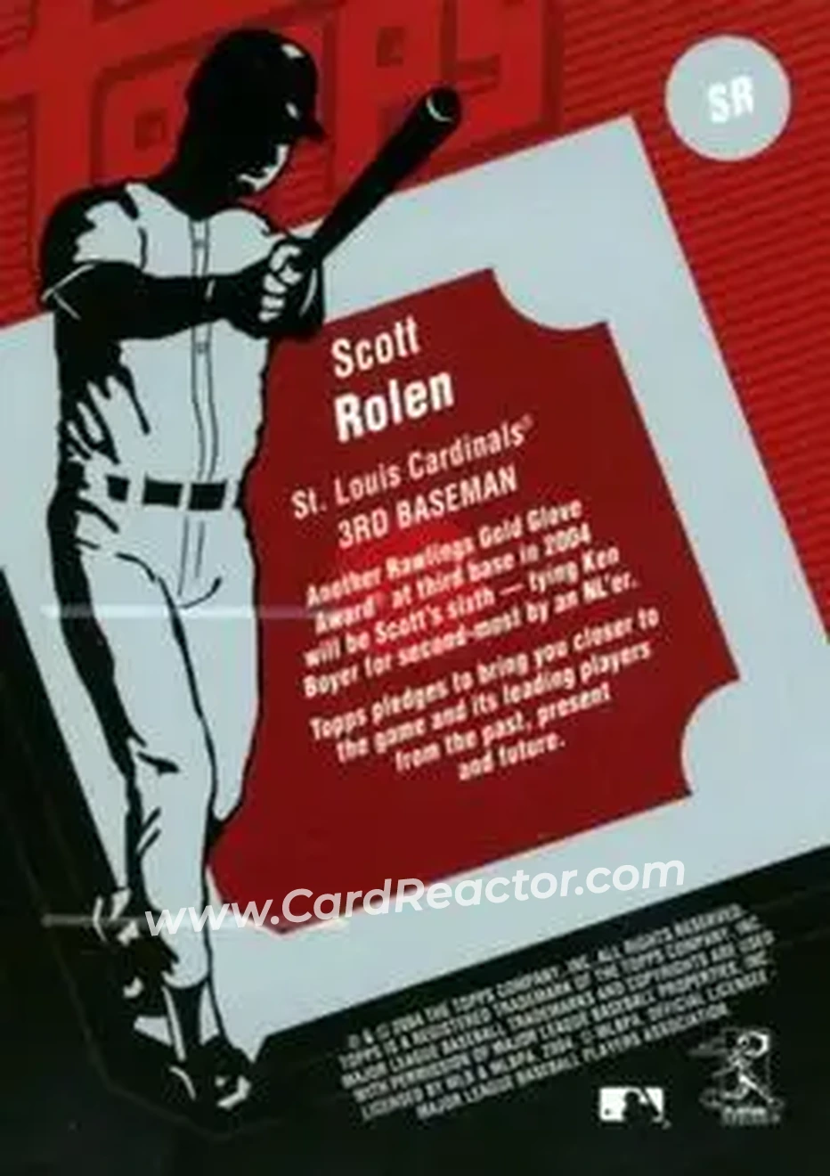 2004 Topps Clubhouse Collection #SR - Scott Rolen - St. Louis Cardinals - Back 2004 Topps Clubhouse Collection #SR - Scott Rolen - St. Louis Cardinals - Back