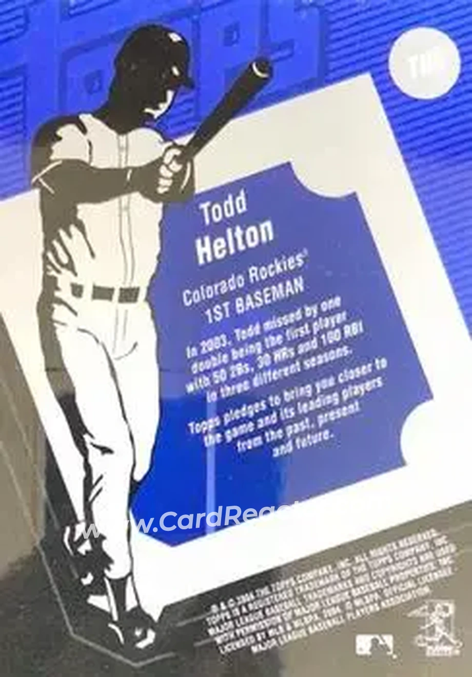 2004 Topps Clubhouse Collection #THE - Todd Helton - Colorado Rockies - Back