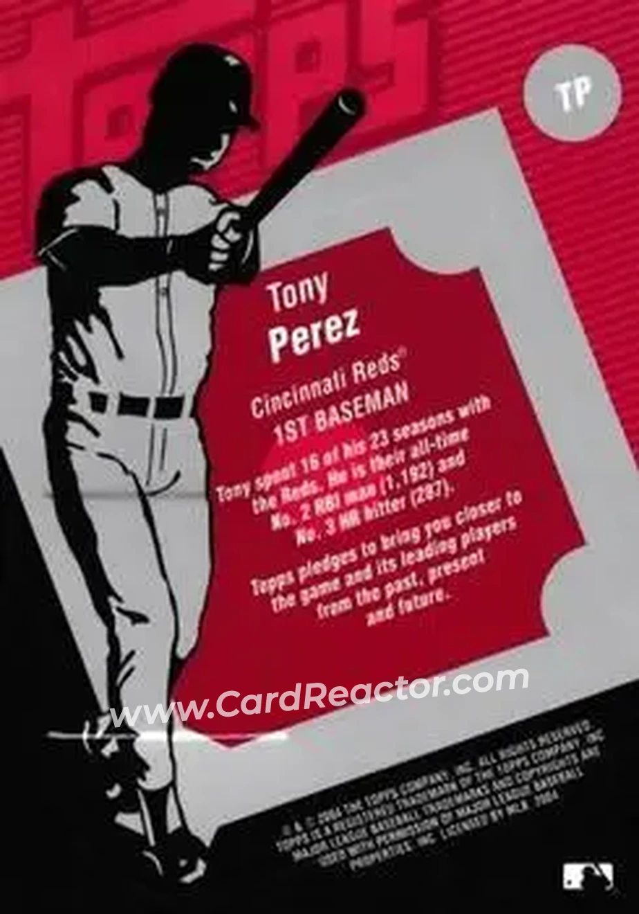 2004 Topps Clubhouse Collection #TP - Tony Pérez - Cincinnati Reds - Back