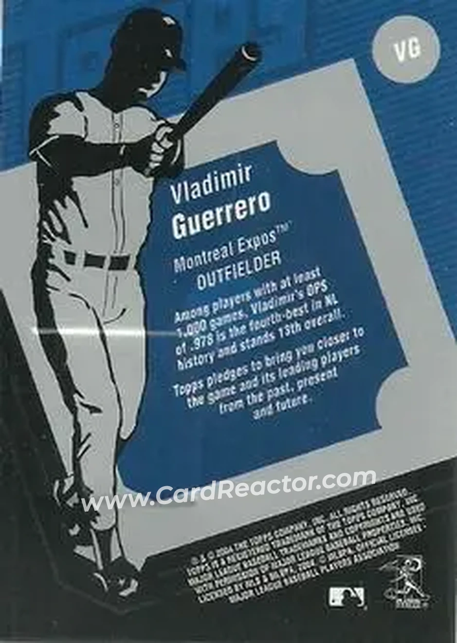2004 Topps Clubhouse Collection #VG - Vladimir Guerrero - Montreal Expos - Back