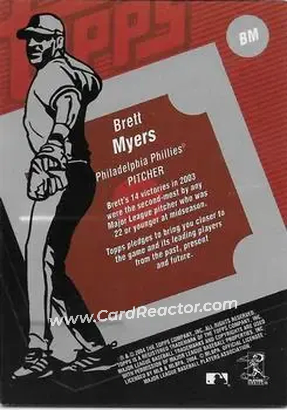 2004 Topps Clubhouse Collection #BM - Brett Myers - Philadelphia Phillies - Back