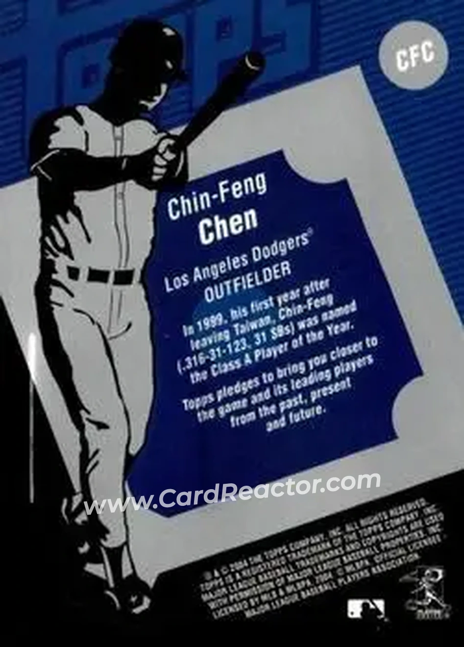 2004 Topps Clubhouse Collection #CFC - Chin-Feng Chen - Los Angeles Dodgers - Back