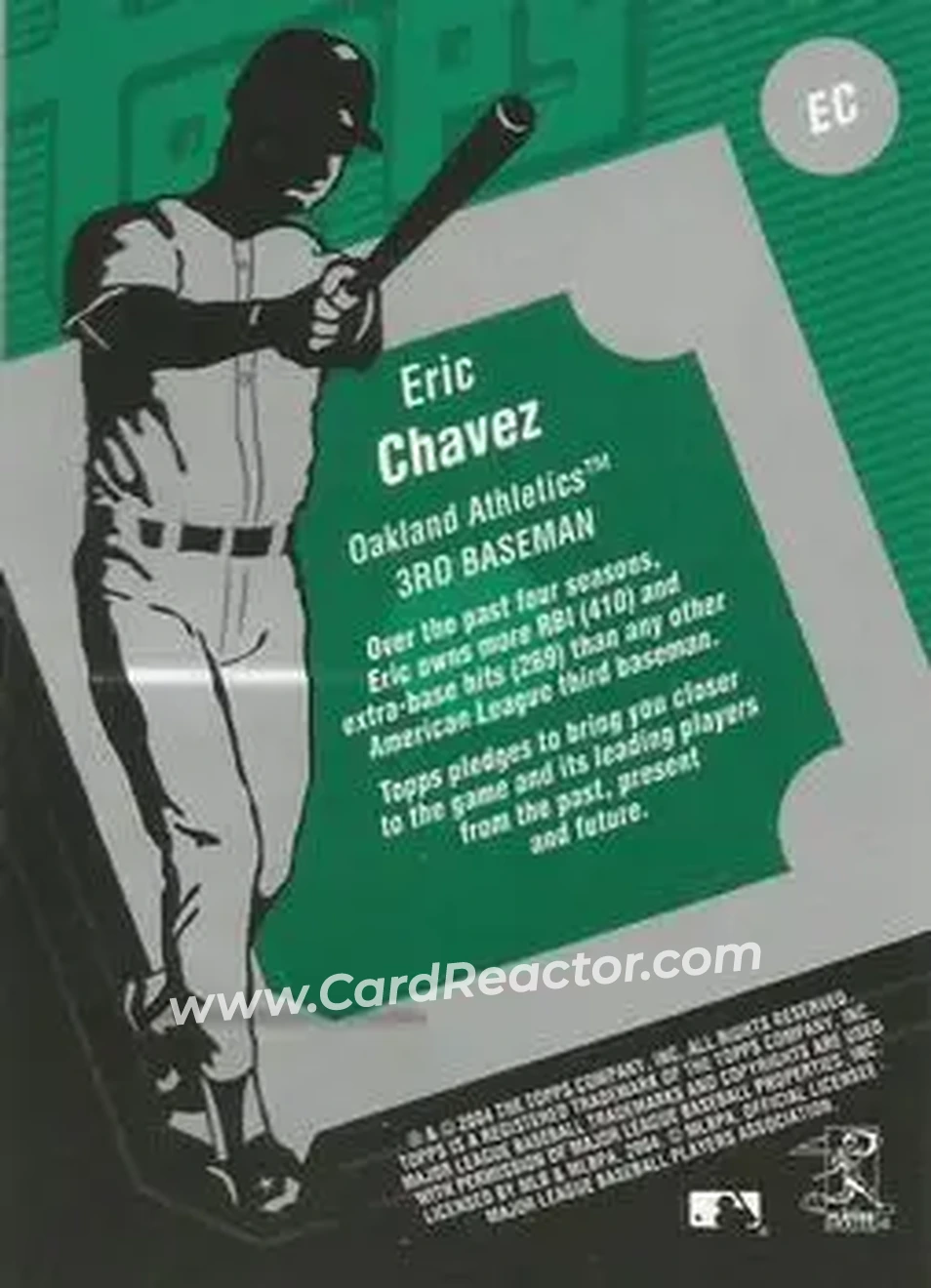 2004 Topps Clubhouse Collection #EC - Eric Chavez - Oakland Athletics - Back