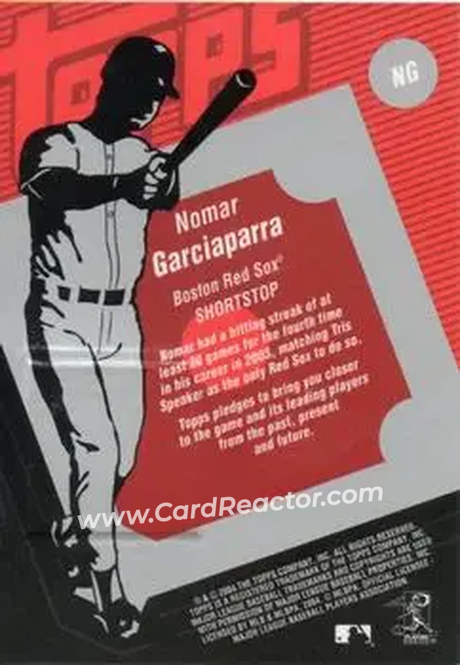 2004 Topps Clubhouse Collection #NG - Nomar Garciaparra - Boston Red Sox - Back