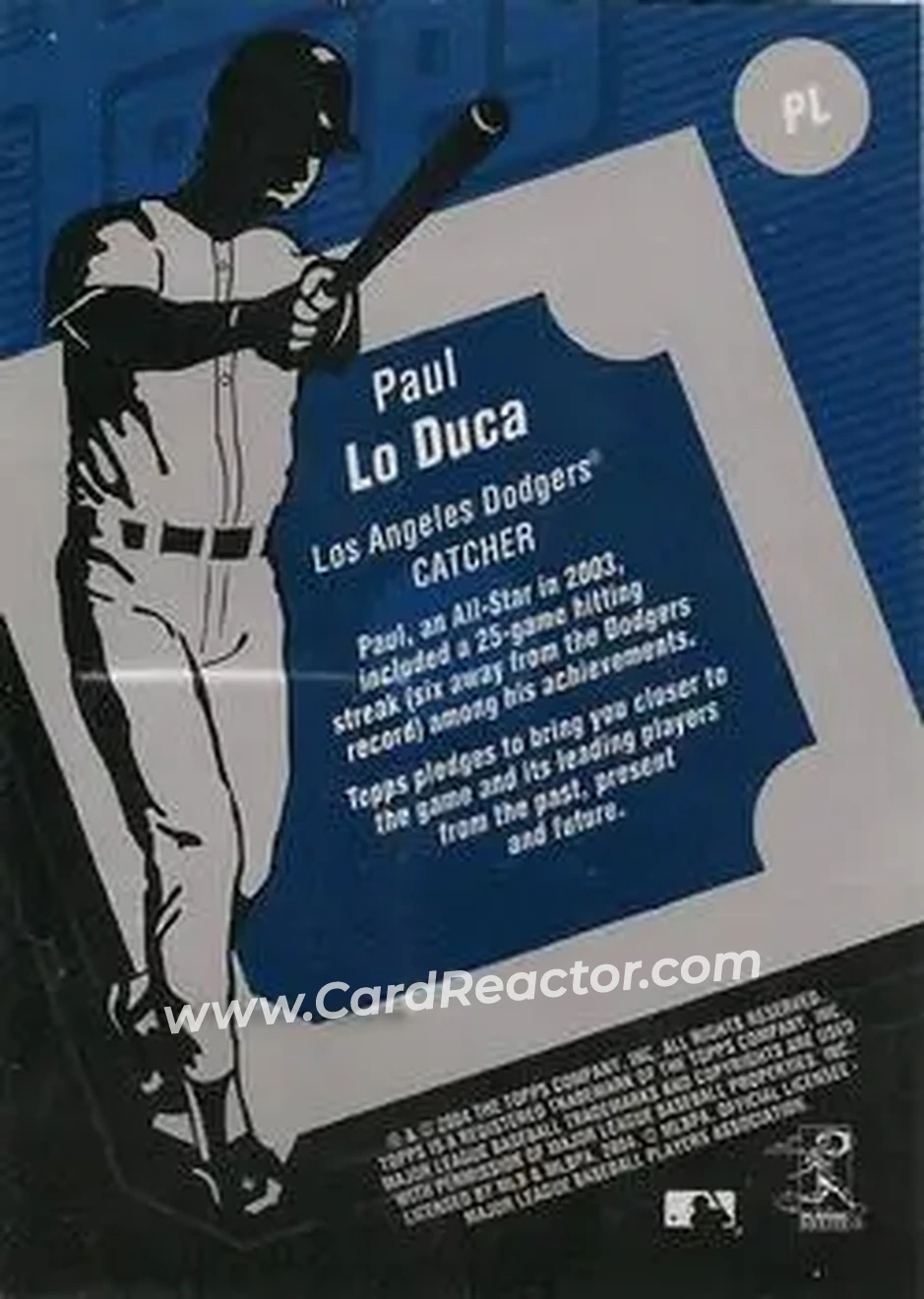 2004 Topps Clubhouse Collection #PL - Paul Lo Duca - Los Angeles Dodgers - Back