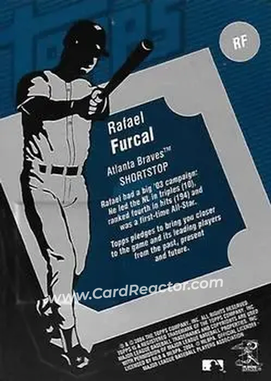 2004 Topps Clubhouse Collection #RF - Rafael Furcal - Atlanta Braves - Back