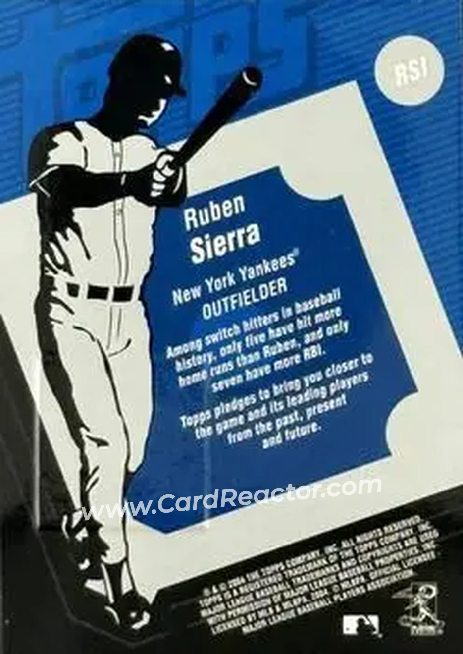 2004 Topps Clubhouse Collection #RSI - Ruben Sierra - New York Yankees - Back