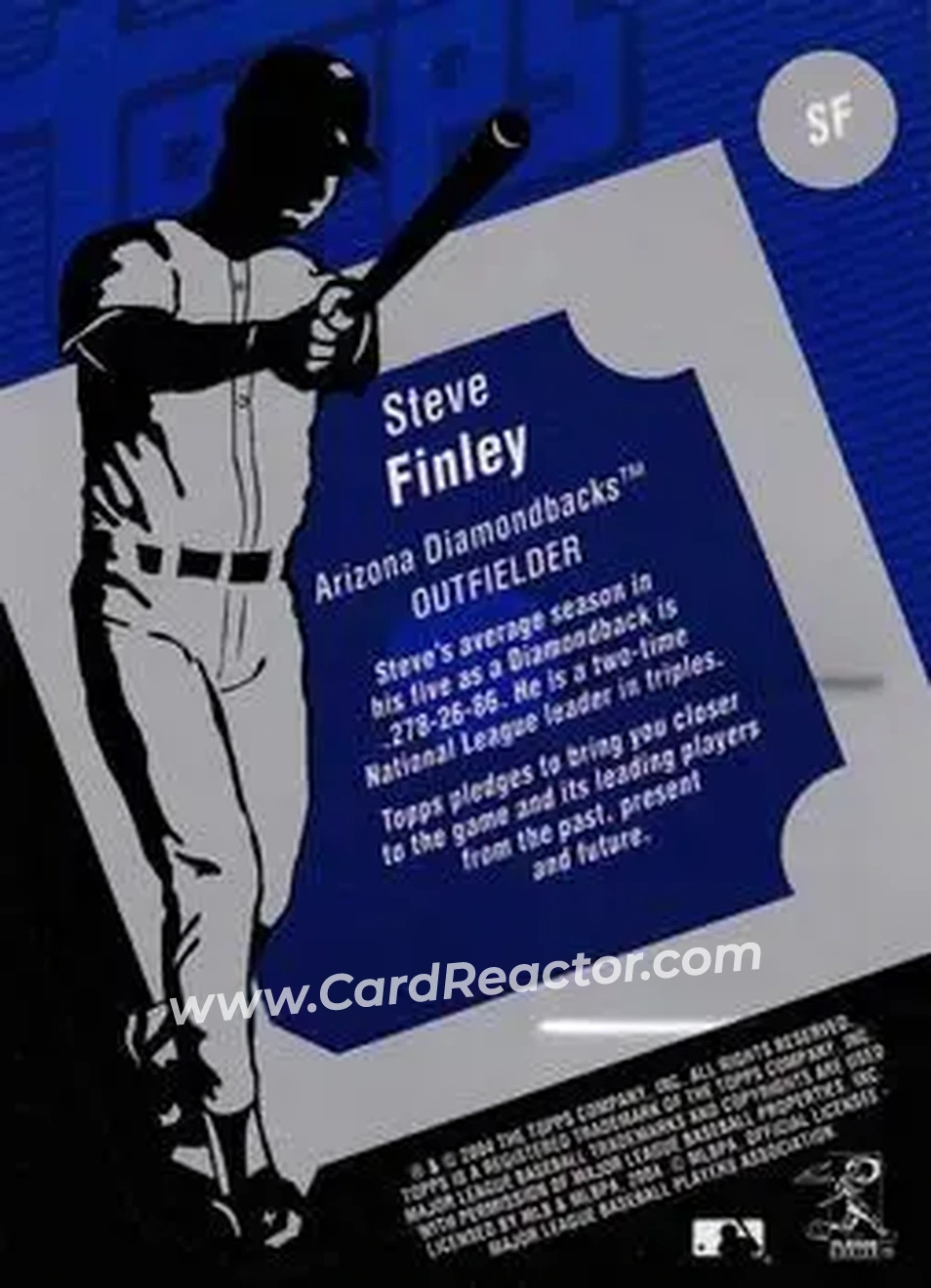 2004 Topps Clubhouse Collection #SF - Steve Finley - Arizona Diamondbacks - Back