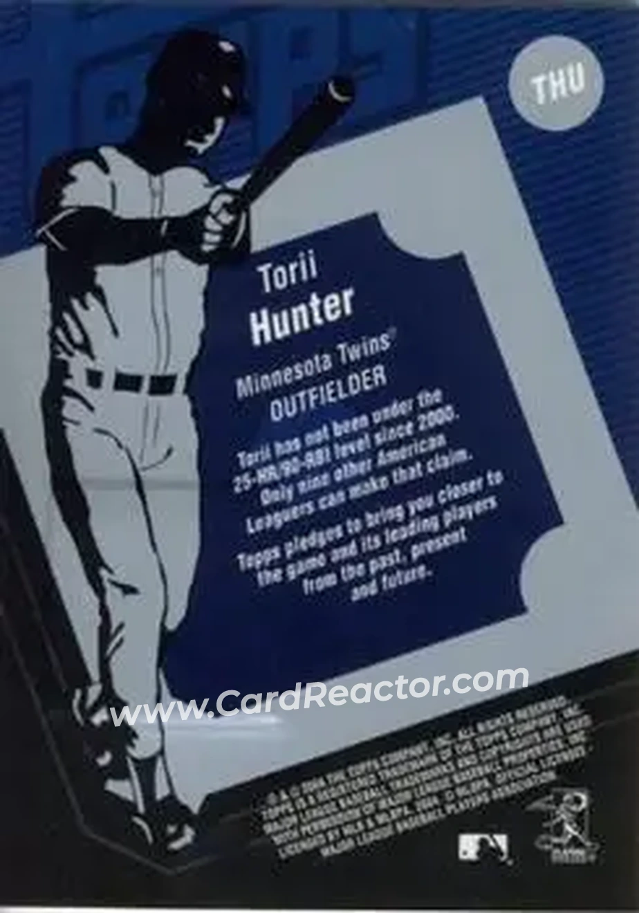 2004 Topps Clubhouse Collection #THU - Torii Hunter - Minnesota Twins - Back