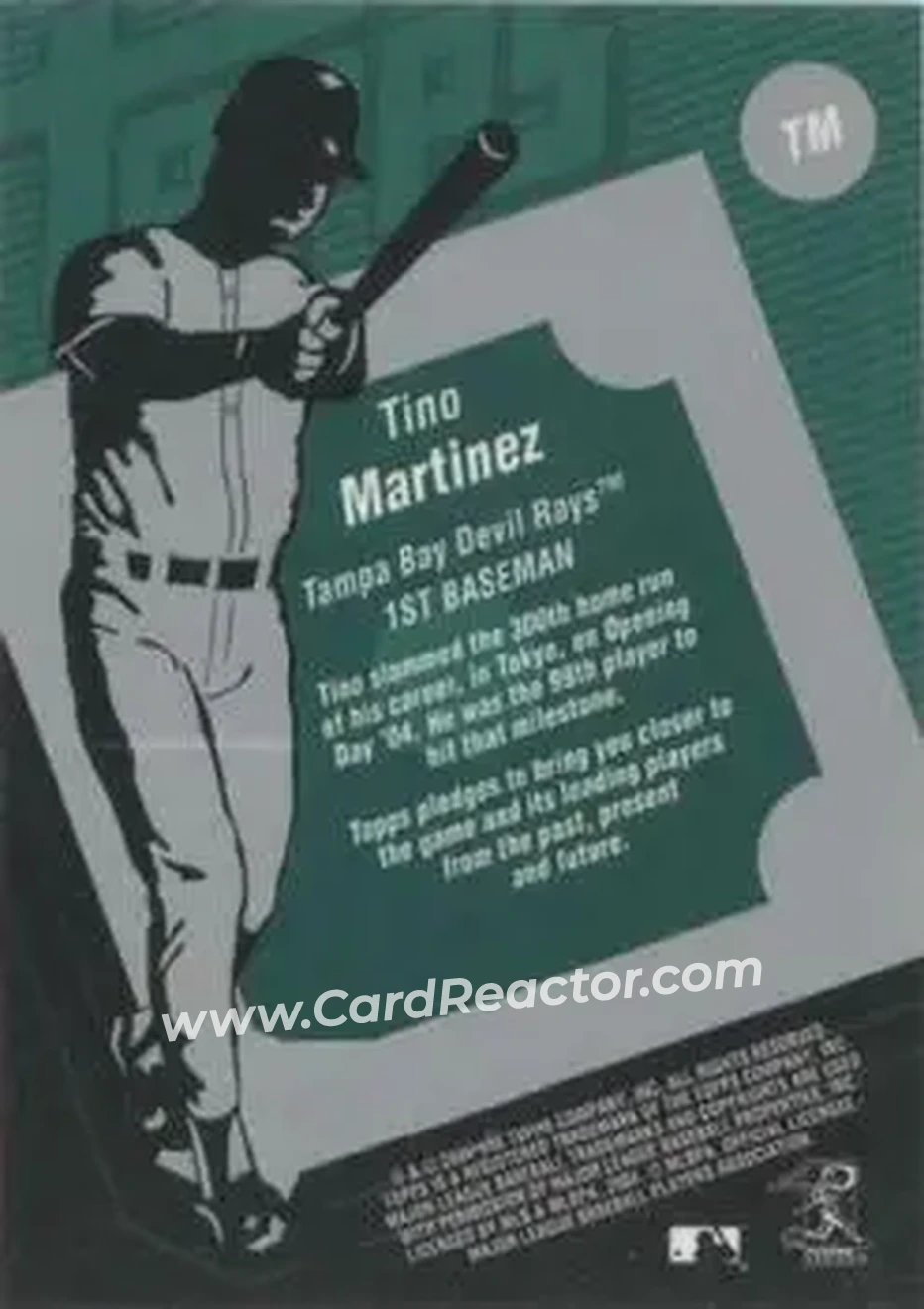 2004 Topps Clubhouse Collection #TM - Tino Martinez - Tampa Bay Devil Rays - Back