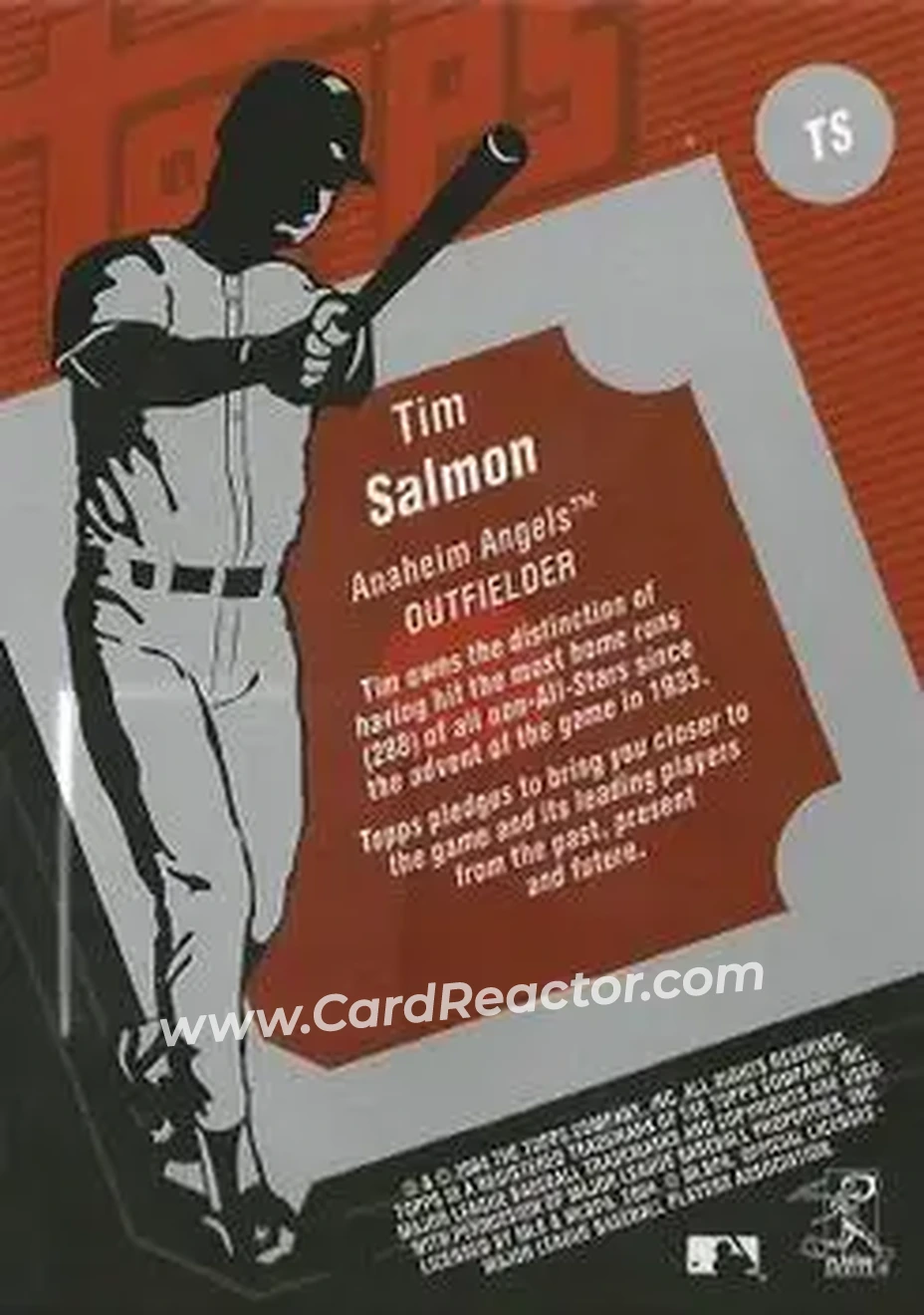 2004 Topps Clubhouse Collection #TS - Tim Salmon - Anaheim Angels - Back