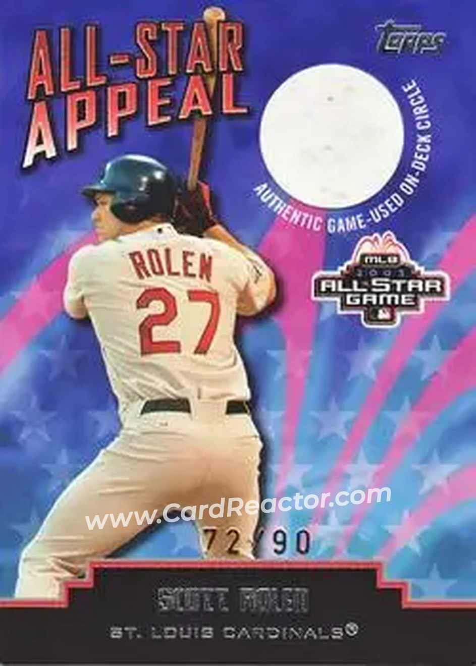 2004 Topps Clubhouse Collection - All-Star Appeal Relics On-Deck Circle #ASOD-SR - Scott Rolen - St. Louis Cardinals - Front