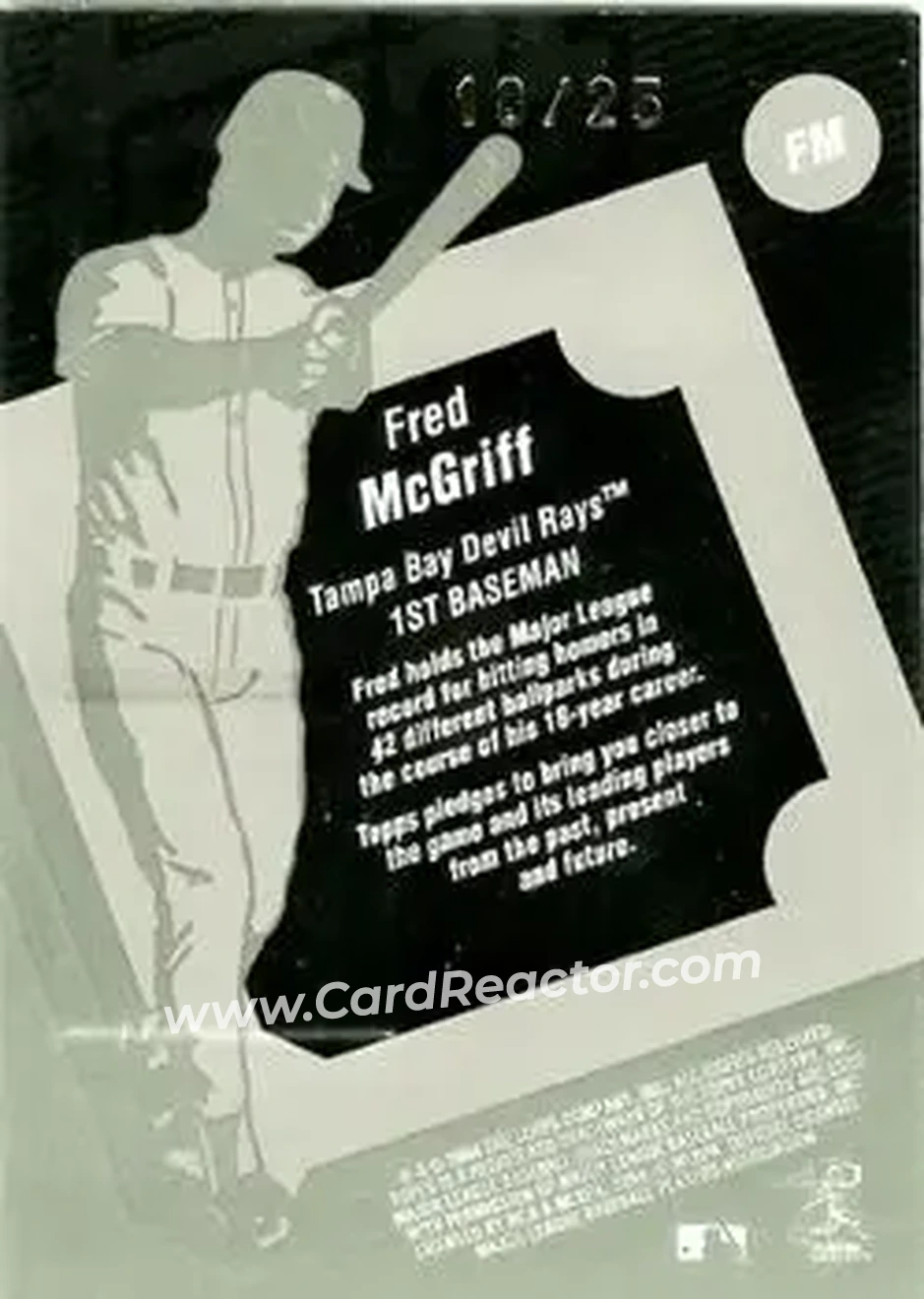 2004 Topps Clubhouse Collection - Black Relics #FM - Fred McGriff - Tampa Bay Devil Rays - Back