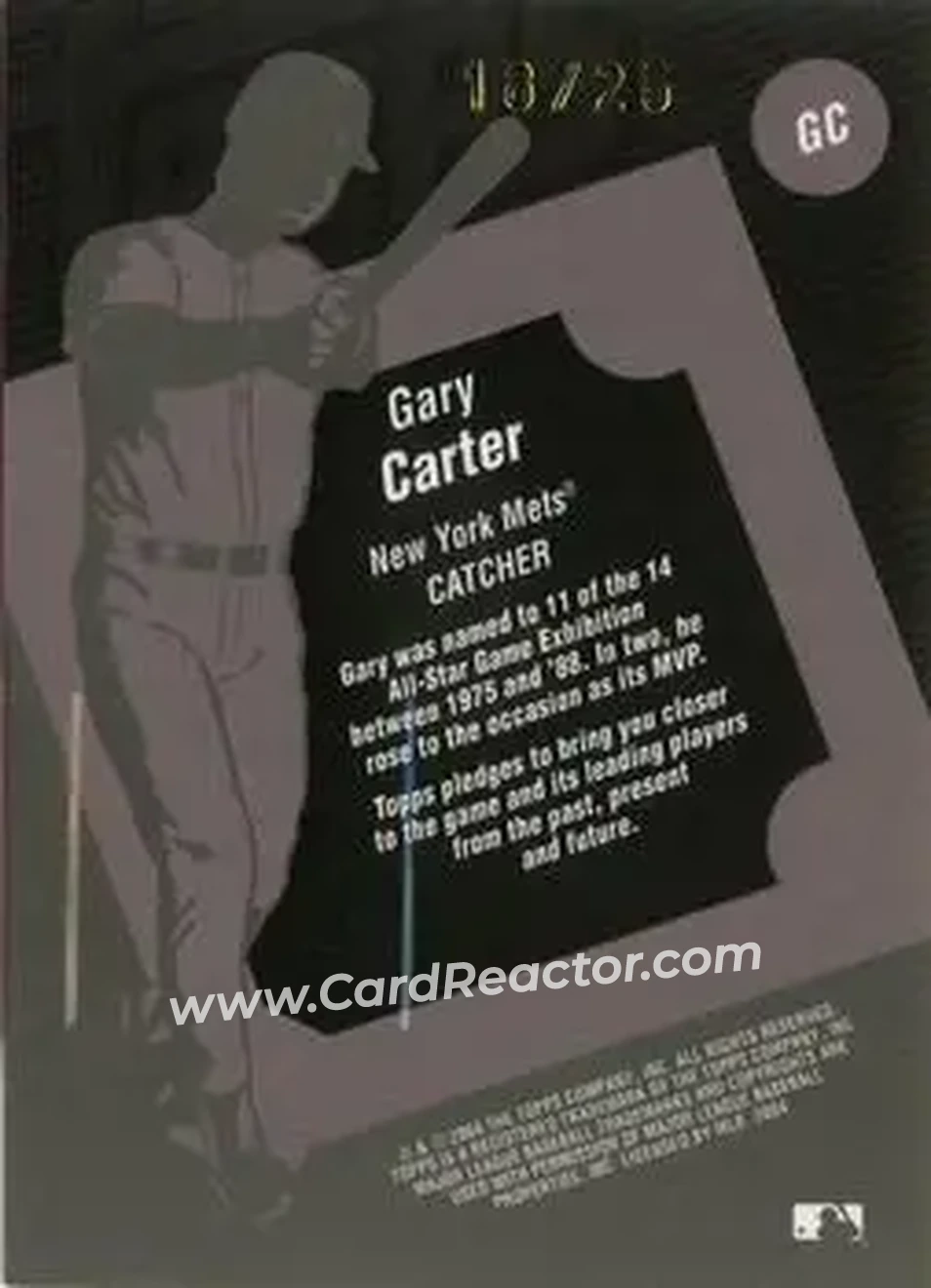 2004 Topps Clubhouse Collection - Black Relics #GC - Gary Carter - New York Mets - Back