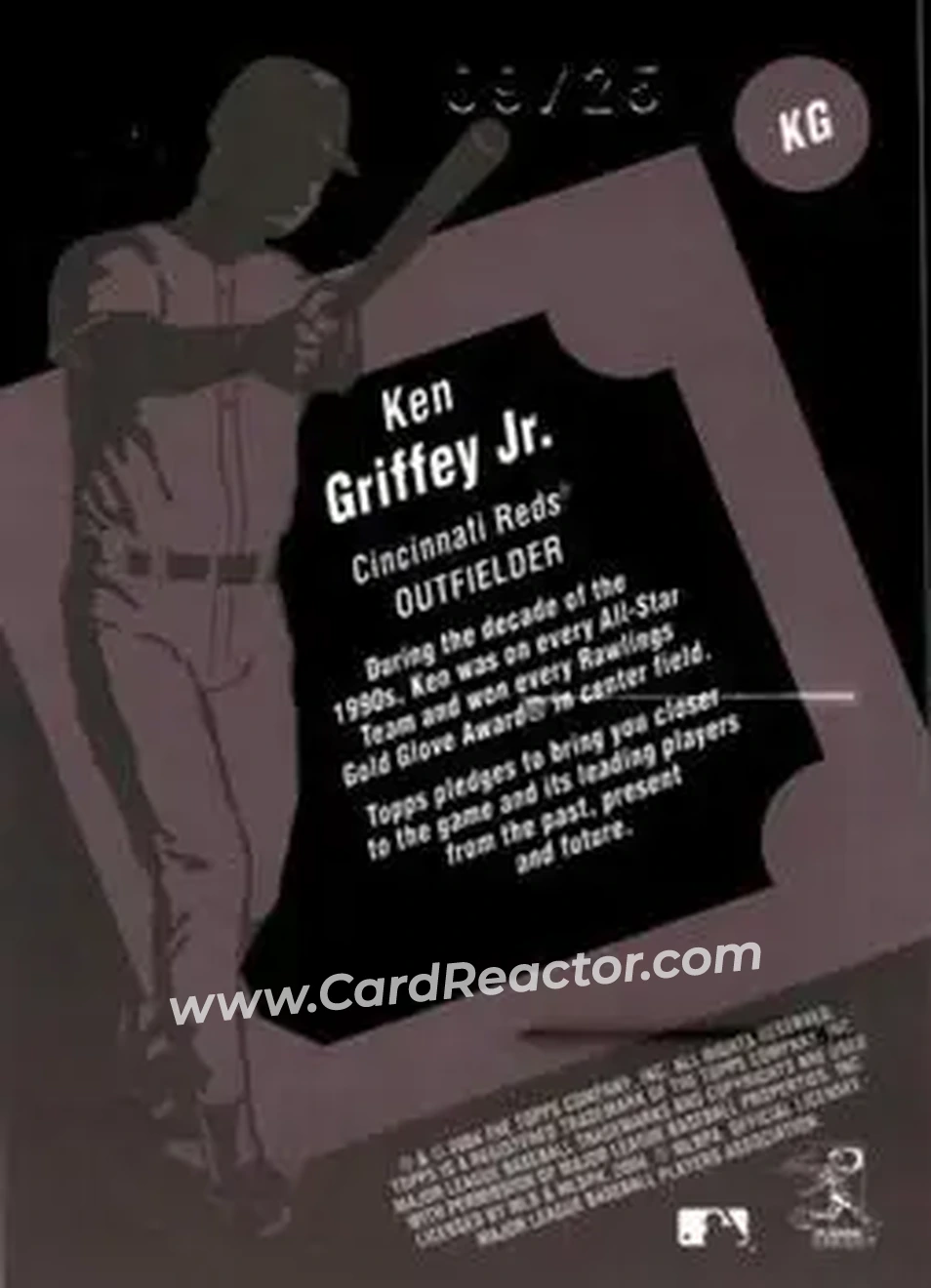 2004 Topps Clubhouse Collection - Black Relics #KG - Ken Griffey Jr. - Cincinnati Reds - Back 2004 Topps Clubhouse Collection - Black Relics #KG - Ken Griffey Jr. - Cincinnati Reds - Back