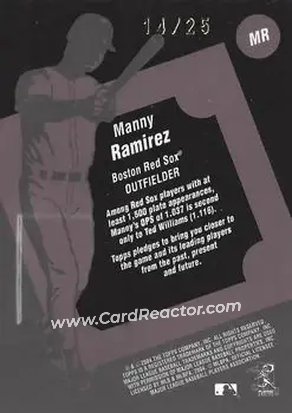 2004 Topps Clubhouse Collection - Black Relics #MR - Manny Ramirez - Boston Red Sox - Back