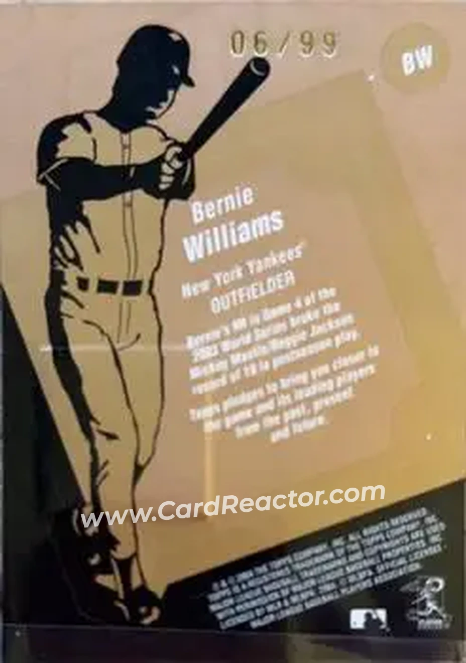 2004 Topps Clubhouse Collection - Copper Relics #BW - Bernie Williams - New York Yankees - Back