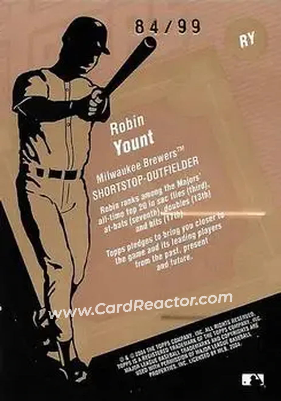 2004 Topps Clubhouse Collection - Copper Relics #RY - Robin Yount - Milwaukee Brewers - Back