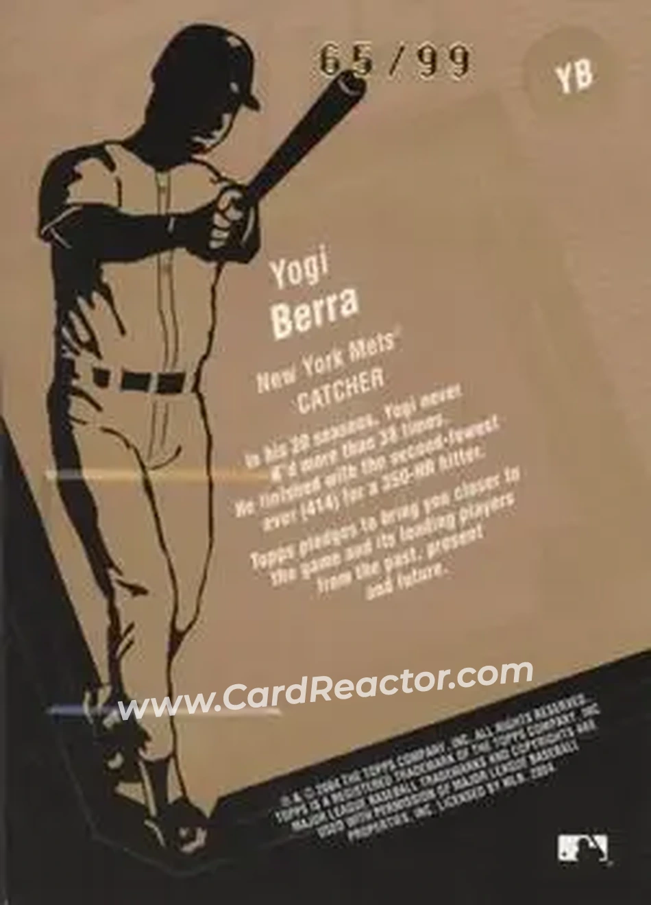 2004 Topps Clubhouse Collection - Copper Relics #YB - Larry "Yogi" Berra - New York Mets - Back