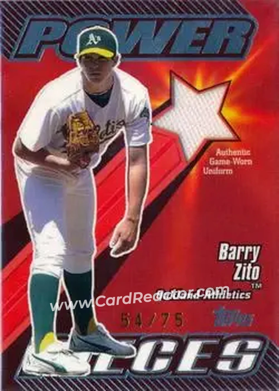 2004 Topps Clubhouse Collection - Power Pieces Relics #POP-BZ - Barry Zito - Oakland Athletics - Front