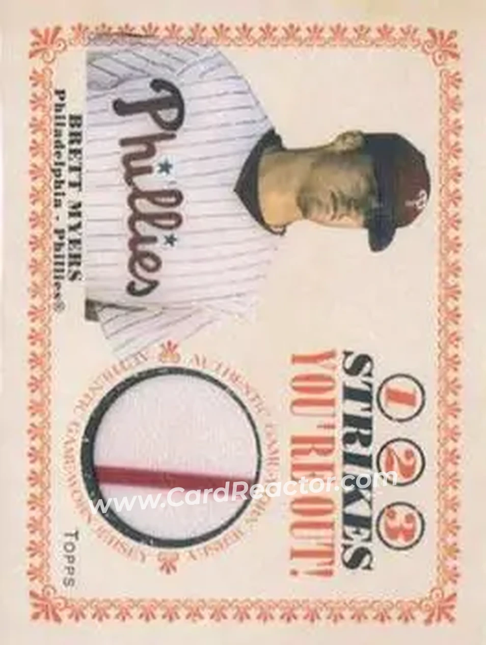 2004 Topps Cracker Jack - 1-2-3 Strikes You're Out Relics #SO-BM - Brett Myers - Philadelphia Phillies - Front