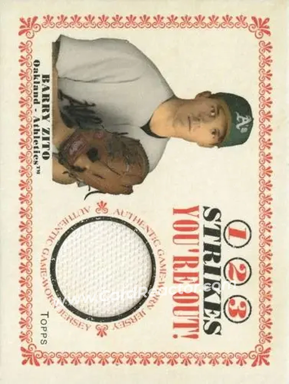 2004 Topps Cracker Jack - 1-2-3 Strikes You're Out Relics #SO-BZ - Barry Zito - Oakland Athletics - Front